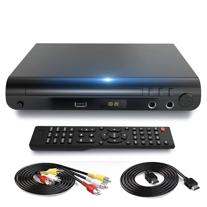 HD DVD Player, DVD Players for TV, All Region Free DVD Players with Dual Microphone Jack HDMI &amp; RCA Output, Support USB Input, NTSC/PAL Up-Convert to 1080P, HDMI &amp; AV Cable Remote Control
