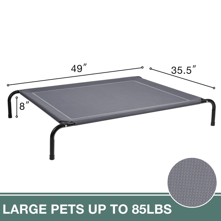 Elevated Bed for Small, Medium, Large Dogs and Pets, Raised Bed with Durable Frame and Mesh, Dog Cot with Rubber Feet for Indoor and Outdoor Use, Black