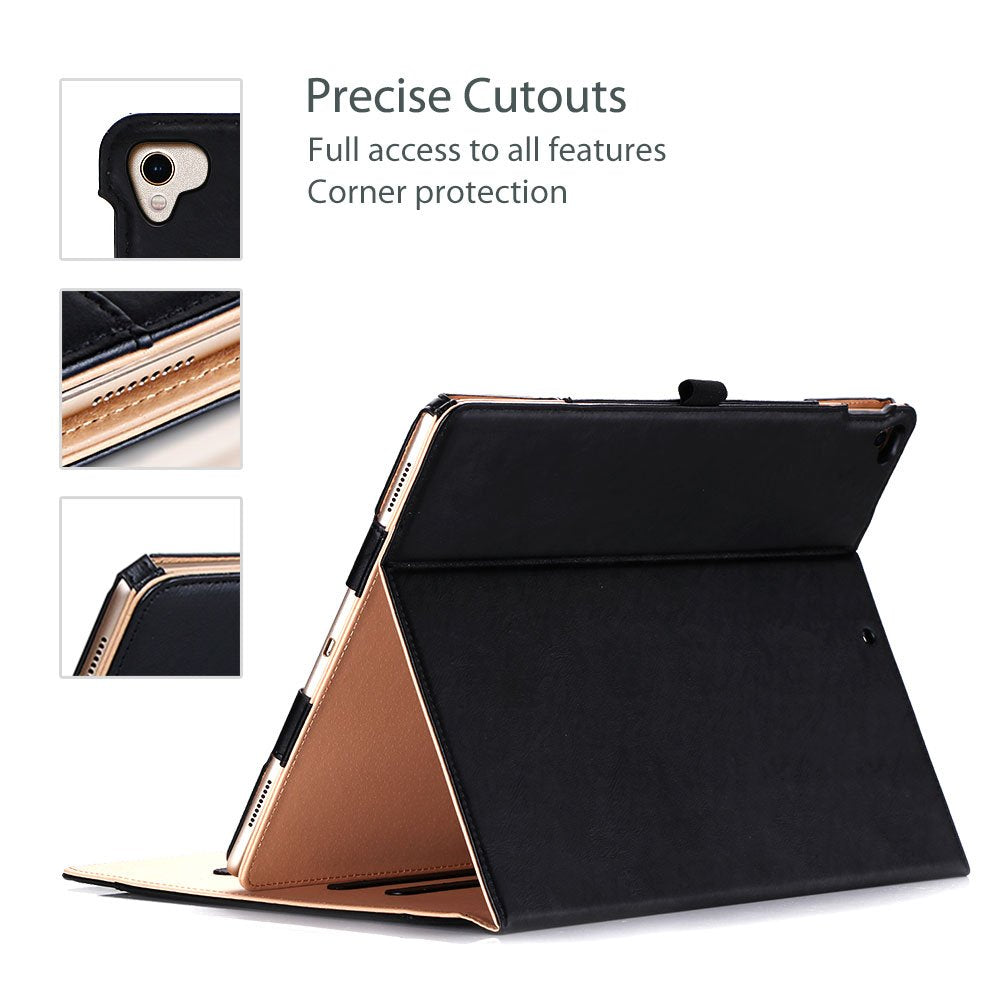 for iPad Pro 12.9 2017/2015 Case (1st &amp; 2nd Generation), Stand Folio Case Cover for iPad Pro 12.9 Inch (Old Model 2017/2015), with Multiple Viewing Angles, Pencil Holder -Black