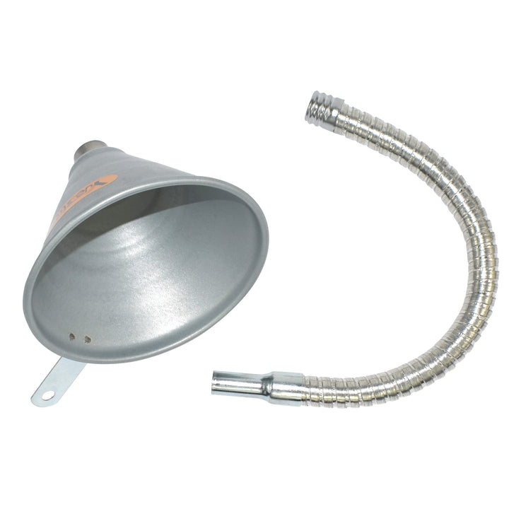 14.6 Steel Bendable Spout Funnel with Filter for All Automotive Oils, Diesel Fuel and Other Liquids, with Gloves