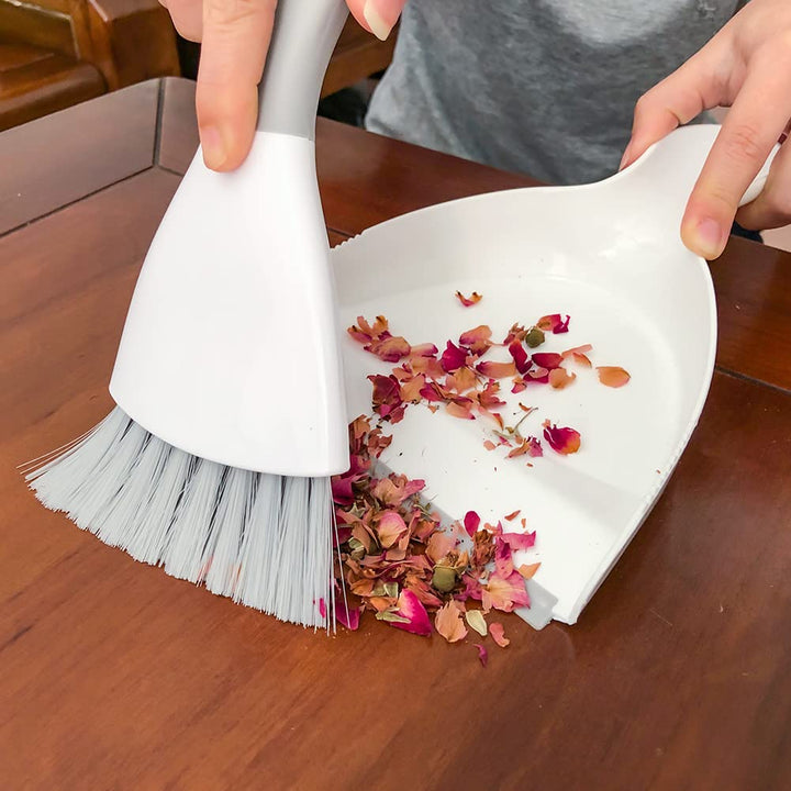 WDDBHSKN Mini Dustpan and Brush Set, 2-Piece, Off-White