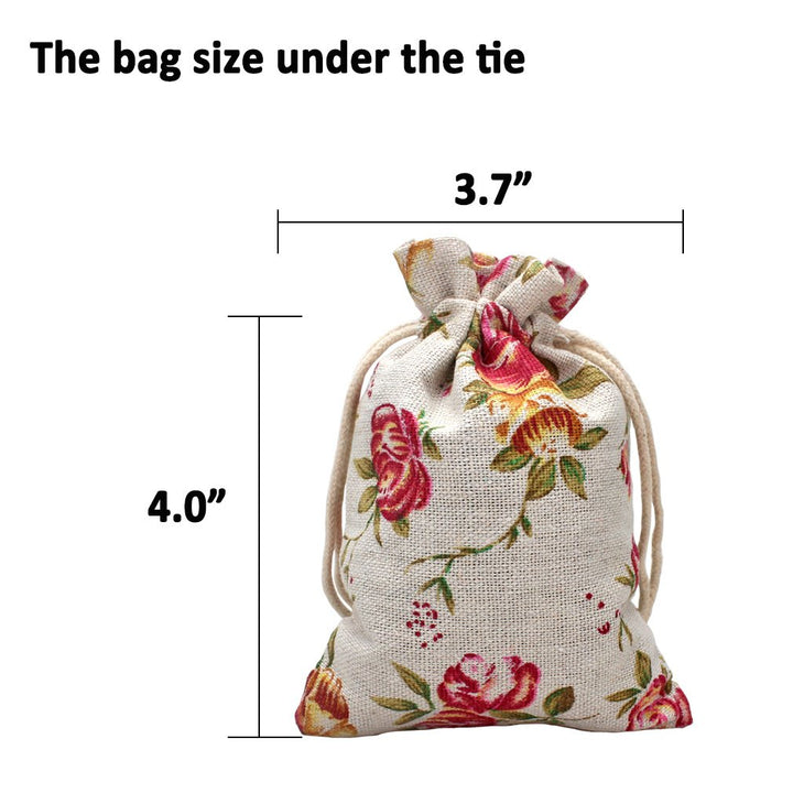 FASOTY Lot of 24 Rose Drawstring Burlap Bags Flower Pou