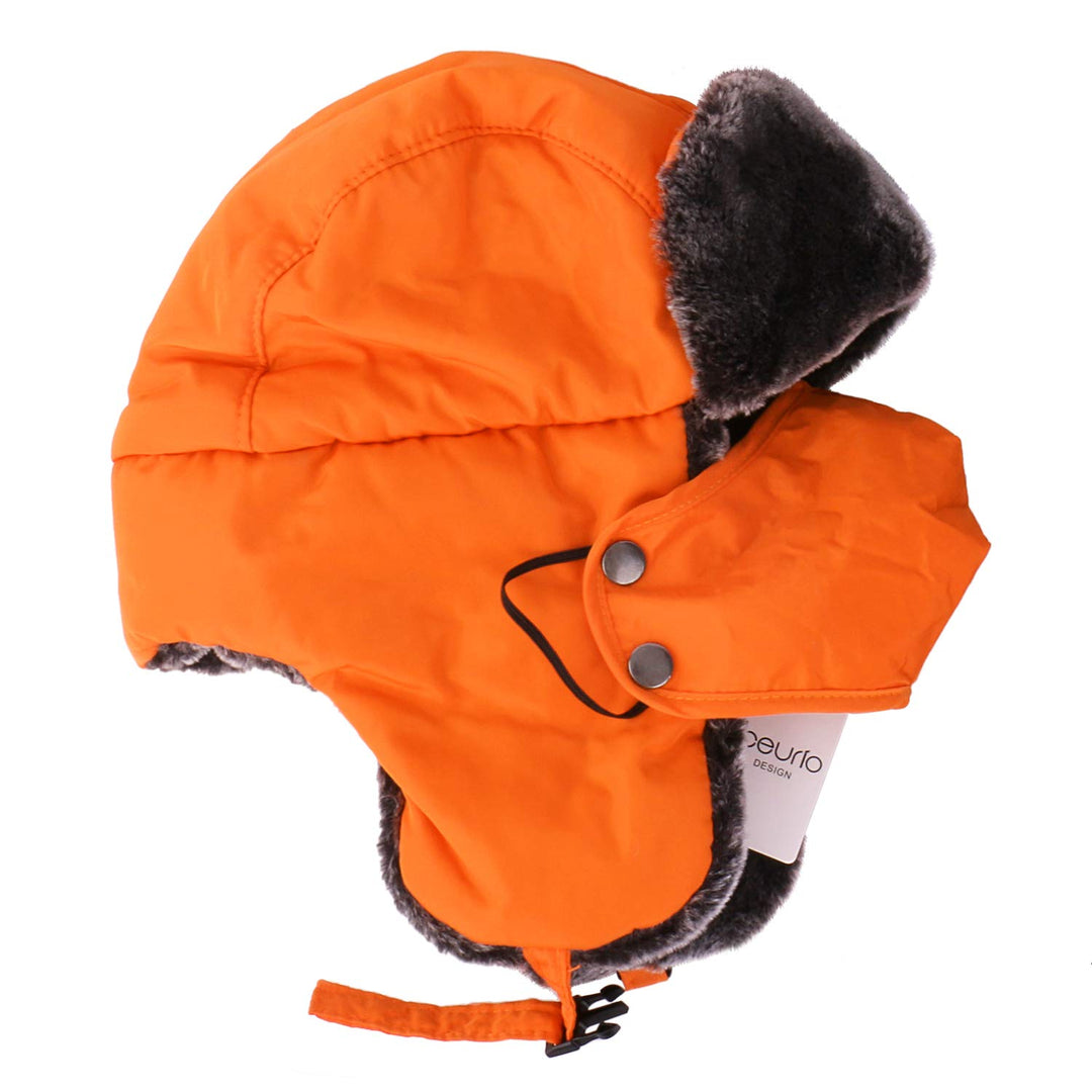 Orange Ushanka Russian Snow Winter Hunting Fur Hat