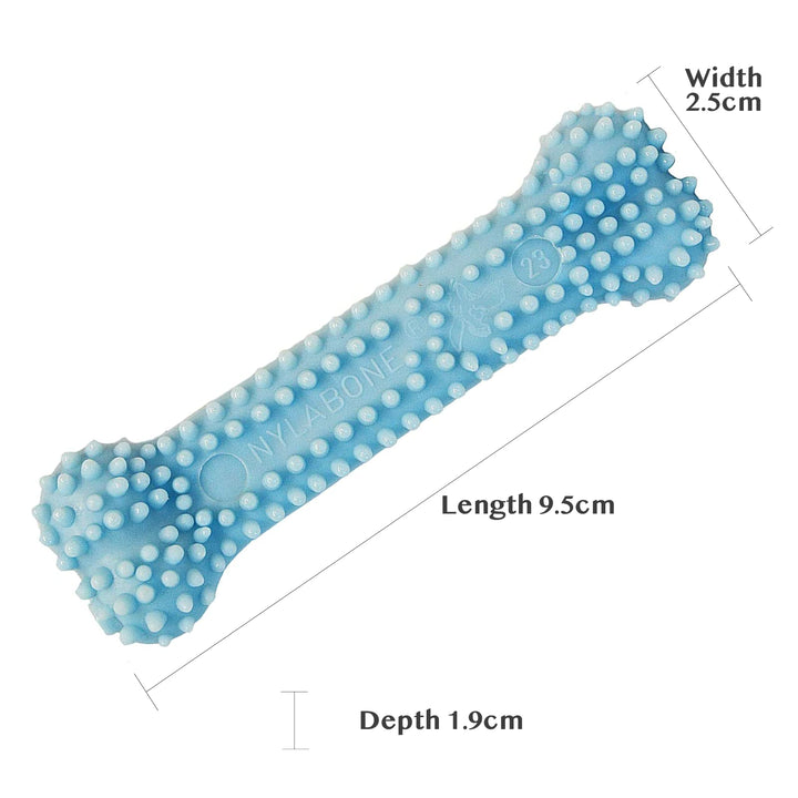 Textured Teething Bone Chew Toy for Puppies, Puppy Chewing Toys, Blue, Chicken Flavor, X-Small - Up to 15 Ibs, 1 Count