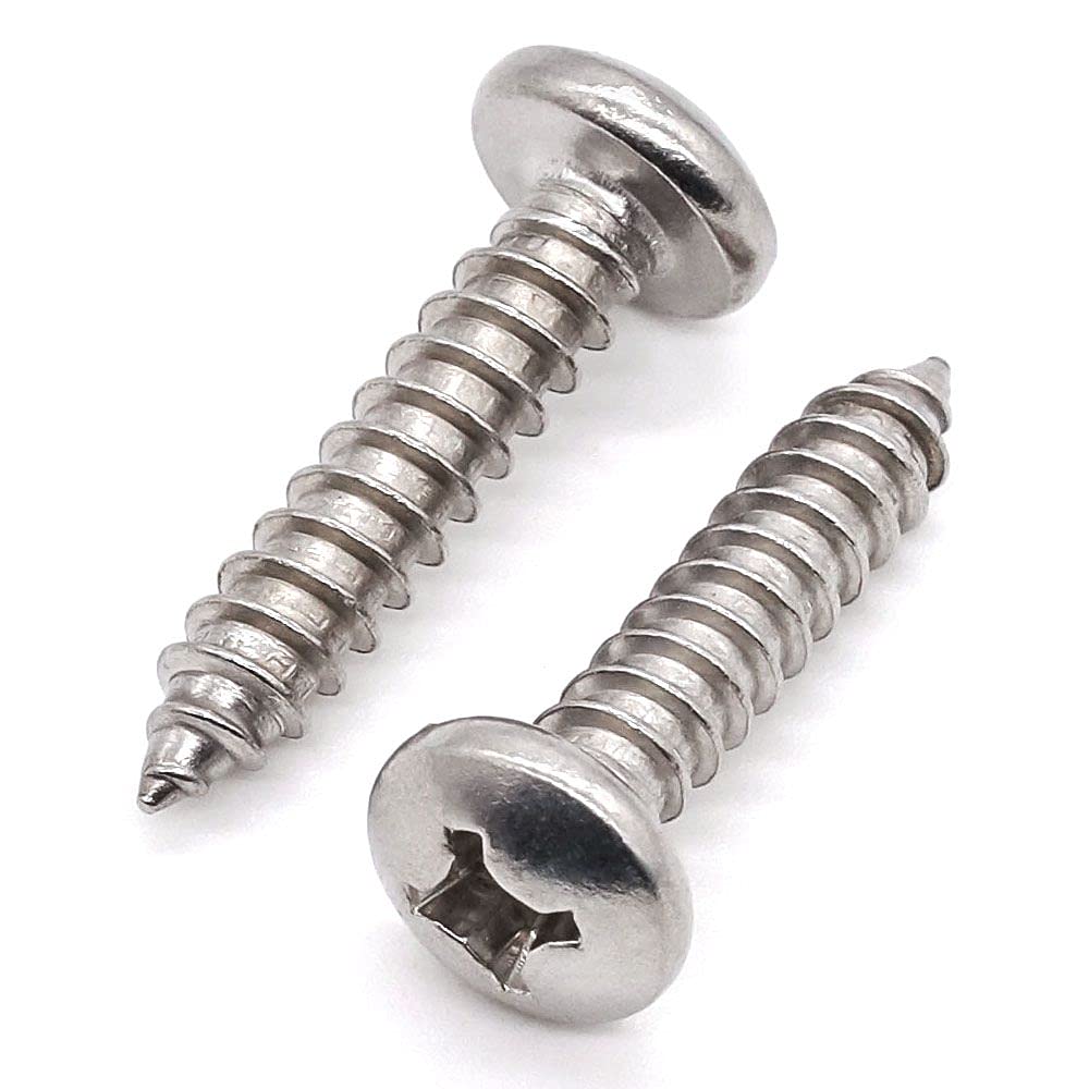 Glvaner #4 x 3/4 (100 pcs) Pan Head Self Tapping Screws, 18/8 Stainless Steel 304, Phillips Pan Head Sheet Metal Screws, Pan Head Wood Screws, No.2.9mm Thread Size