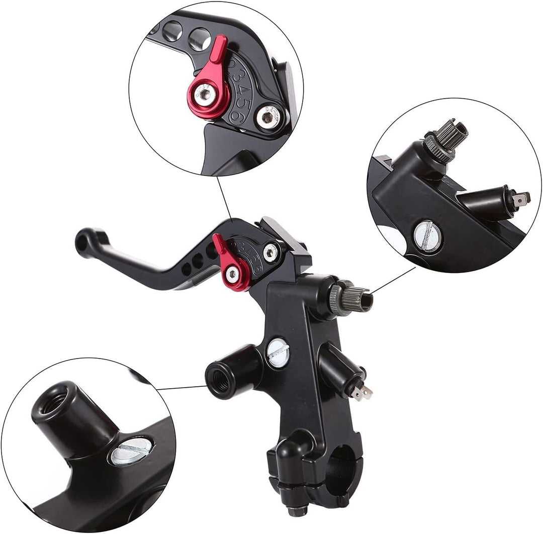 Universal Motorcycle Brake Levers 7/8 22mm Cylinder Clutch Lever Adjustment Front Brake Master Standard Handlebar for Sport Bike/Street Bike/Scooter/Dirt Bike (Black)