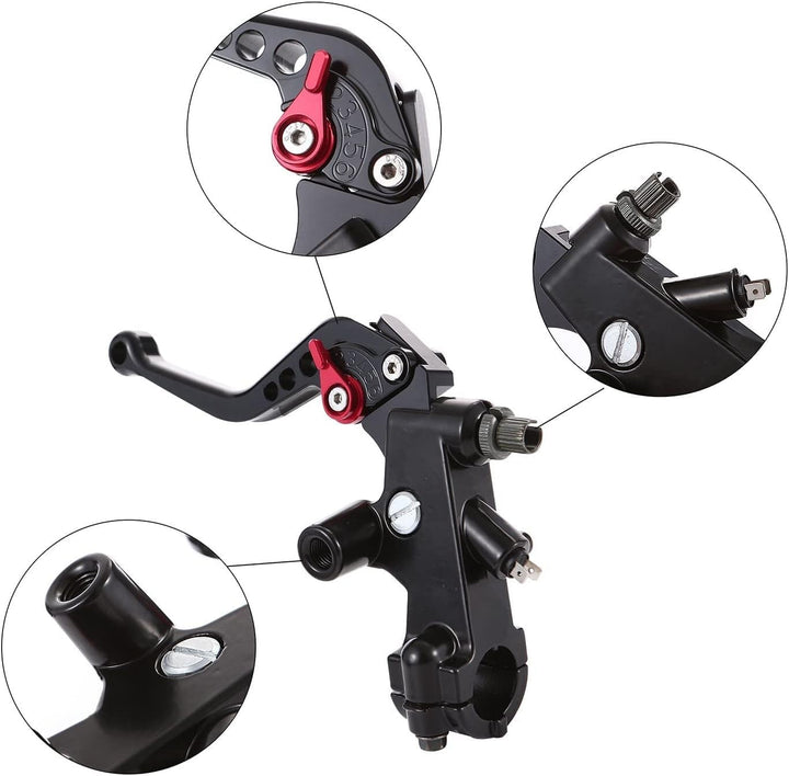 Universal Motorcycle Brake Levers 7/8 22mm Cylinder Clutch Lever Adjustment Front Brake Master Standard Handlebar for Sport Bike/Street Bike/Scooter/Dirt Bike (Black)
