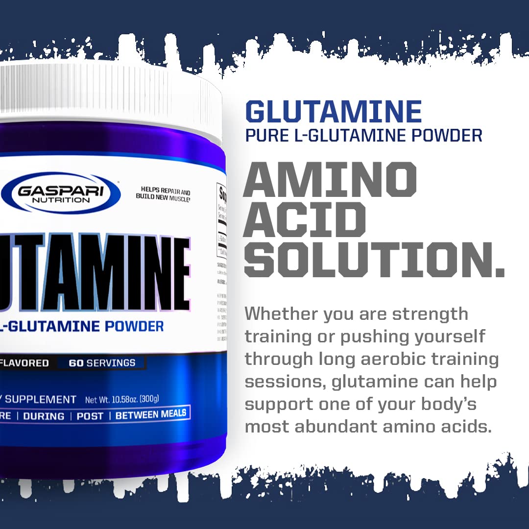 , Glutamine, Pure L-Glutamine Powder, Perfect Pre Workout, Post Workout and Recovery, Micronized Glutamine Powder (60 Servings, Unflavored)