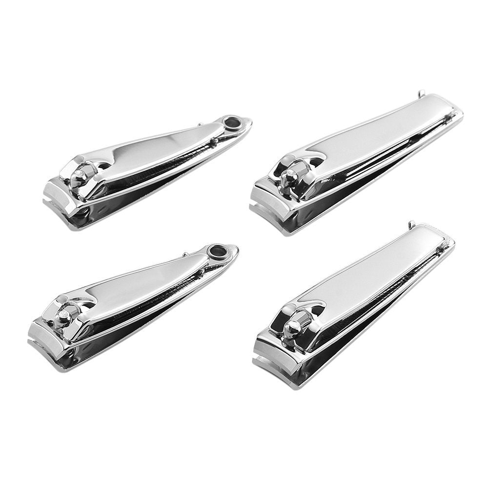 4 Pcs Nail Clippers For Fingernails and Tonenail - Swing Out Nail Cleaner / File - Sharpest Stainless Steel Clipper - Wide Easy Press Lever - Best Quality Nail Cutter