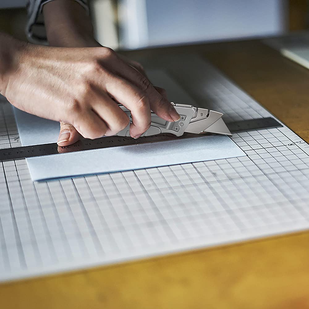 Retractable Razor Knife Set - Box Cutter Heavy Duty Retractable Box Cutter for Cartons, Cardboard, and Boxes, Extra 10 Blades Included