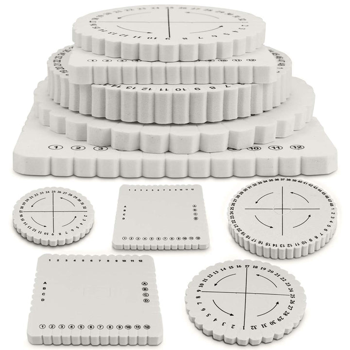 5 Pieces Braiding Disk Round Square Kumihimo Beading Cord Disc Braiding Braided Plate DIY Bracelet Loom Weaving Board (Round/Square Plate, White)
