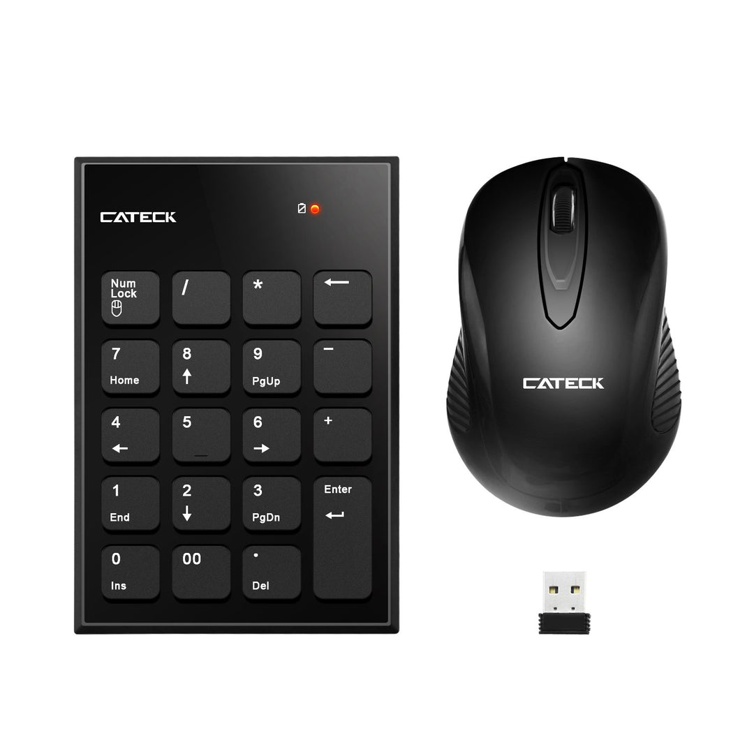 Numeric Keypad &amp; Mouse Combo, 2.4G 19 Keys Wireless Mini USB Number Pad Keyboard and Mouse Combo with USB Receiver for Laptop Desktop PC Notebook- Just One USB Receiver
