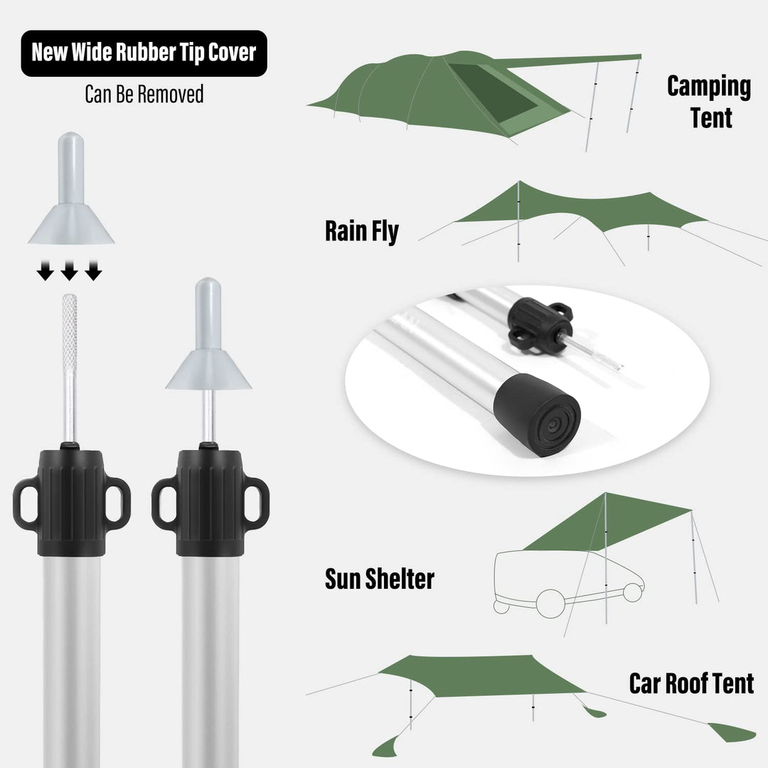 Aluminum Tarp Poles for Tent, Adjustable Lightweight Camping Telescoping Poles for Car Canopy, Shelter, Tarp 2 Pack 7.5ft