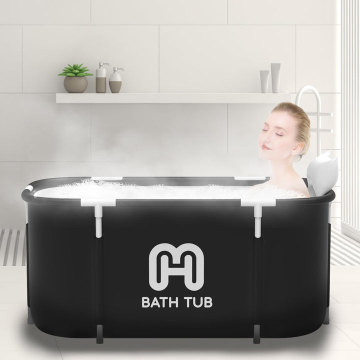 Portable Bathtub for Adult, Foldable Soaking Freestanding Collapsible Tub for Shower, Cold Plunge Tub for Ice Bath,Hot Bath Tub, SPA Bath Tub with Inflatable Pillow,Seat for Bathroom