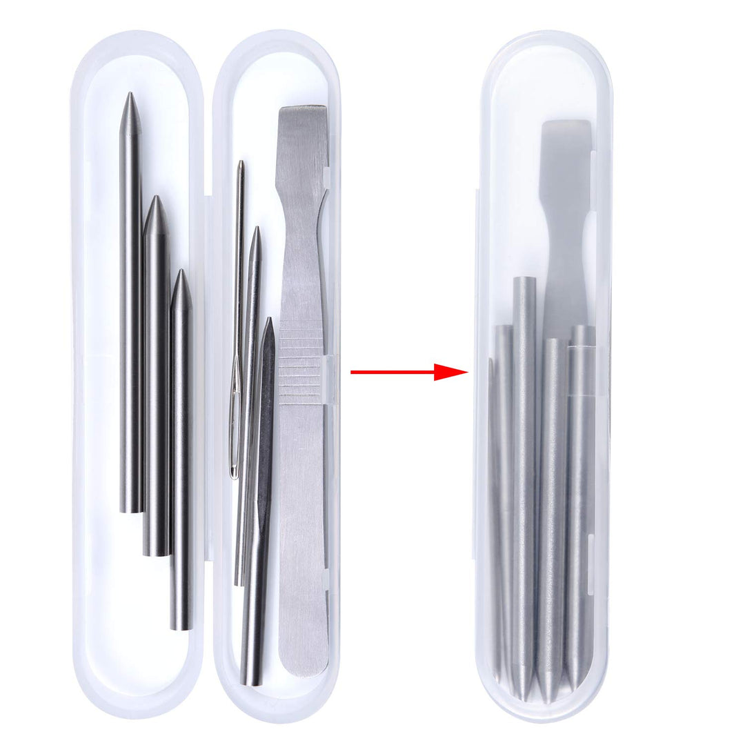 7 Pack Stainless Steel Paracord FID Set Paracord Lacing Stitching Needles and Smoothing Tool with Clear Storage Box for Laces Strings Leather Weaving and Paracord Bracelet