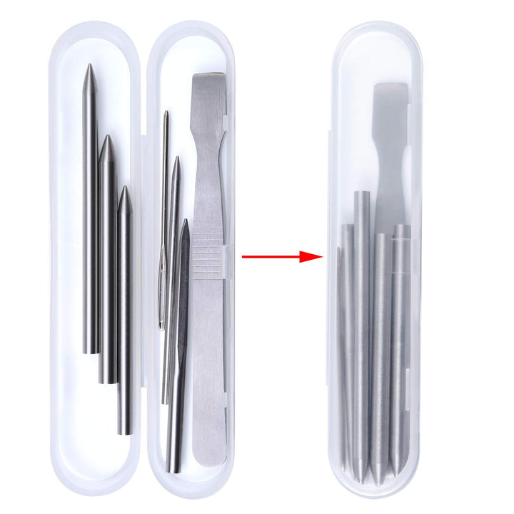 7 Pack Stainless Steel Paracord FID Set Paracord Lacing Stitching Needles and Smoothing Tool with Clear Storage Box for Laces Strings Leather Weaving and Paracord Bracelet