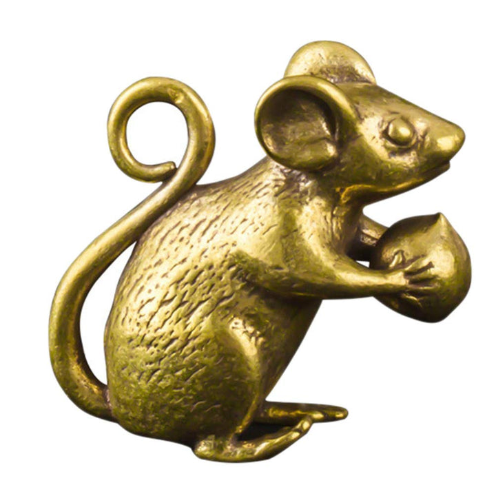 Brass Figurine Copper Lucky Rat Statue Animal Sculpture Collectibles Zodiac Pendant Rich Wealth Amulet Home Decoration