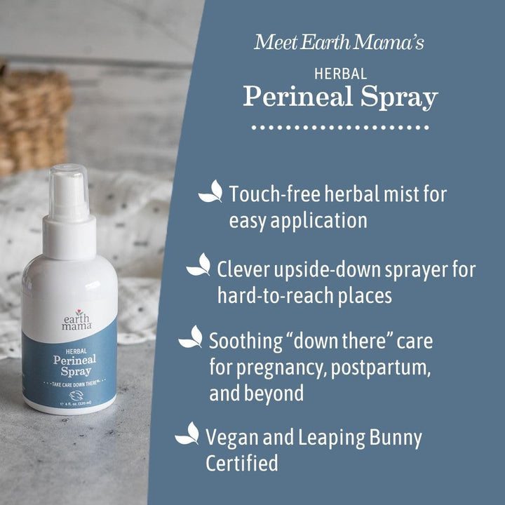 Herbal Perineal Spray | Safe for Pregnancy and Postpartum Recovery, Witch Hazel Natural Cooling Spray For After Birth Feminine Care Essentials, No Benzocaine or Butane, 4-Fl oz (2-Pack)