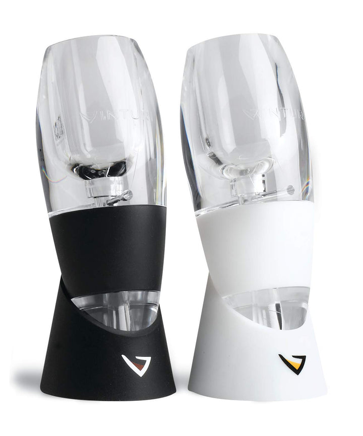 Wine Lovers Set Essential Red and White Wine Aerators, Set of 2, Black