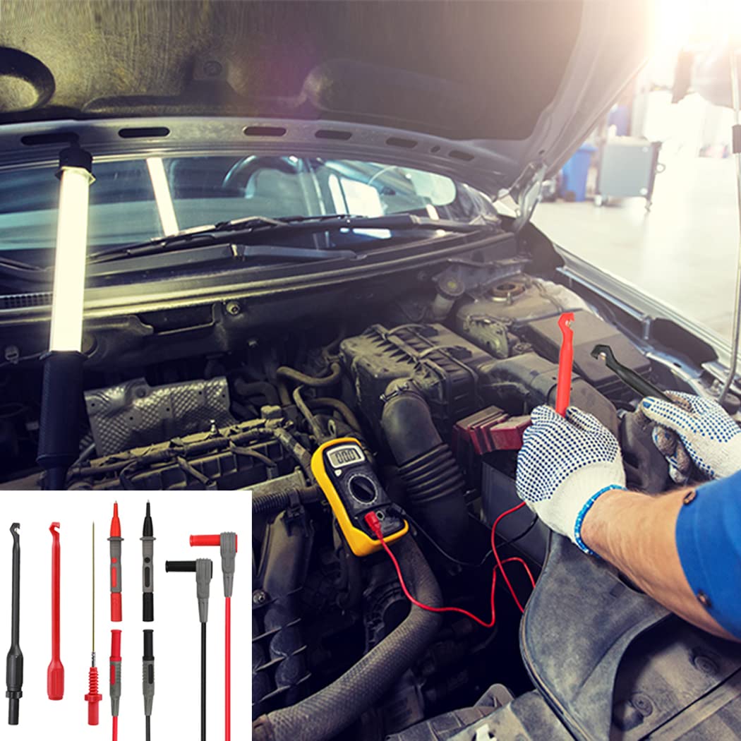 Multimeter Automotive Test Leads Kit with Insulation Wire Piercing Probe Set for 4mm Banana Extended Test Cable