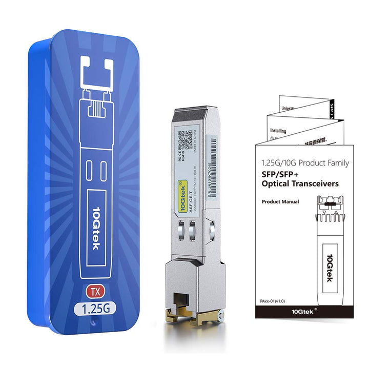 10Gtek 1.25G SFP-T, 1000BASE-T Copper SFP, SFP to RJ45 SFP Module Transceiver for Cisco SFP-GE-T, Meraki, Fortinet, Ubiquiti UniFi UF-RJ45-1G, D-Link, Supermicro, Netgear, TP-Link and More