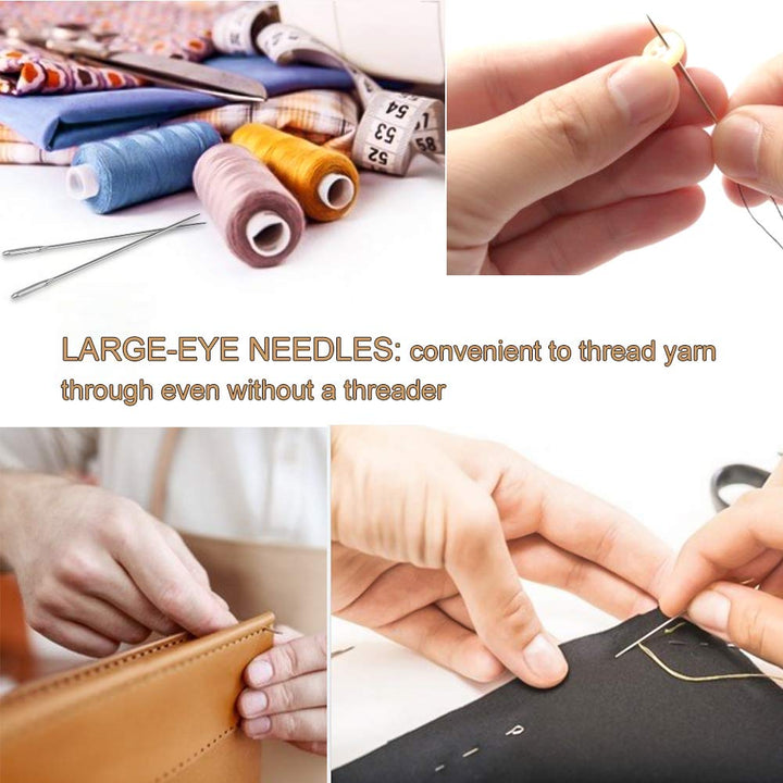 Long Sewing Needles, 5 Sizes - 3.5/3.9/4.9/5.9/6.9&#39;&#39;, Stitching Needles, Large-Eye Hand Quilting Needles, Hand Sewing Needles for Thick Cushion, Sofa, Curtain, Carpet, Act Crafts