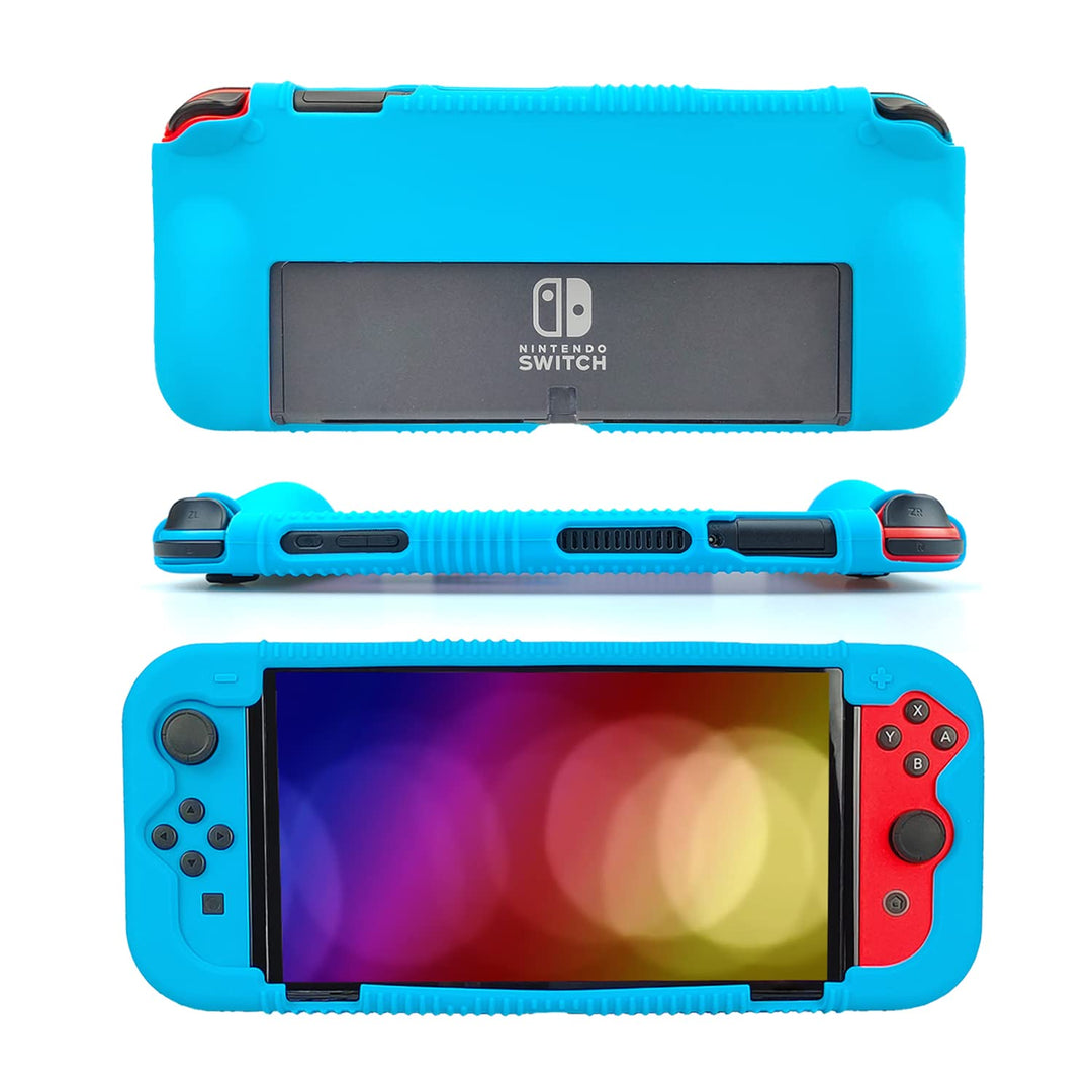 Silicone Protective Case for Nintendo Switch(OLED Model) 7-Inch 2021 Release, Grip Cover with Shock Absorption and Anti-Scratch Design, Compatible with Nintendo Switch OLED Console (Blue)