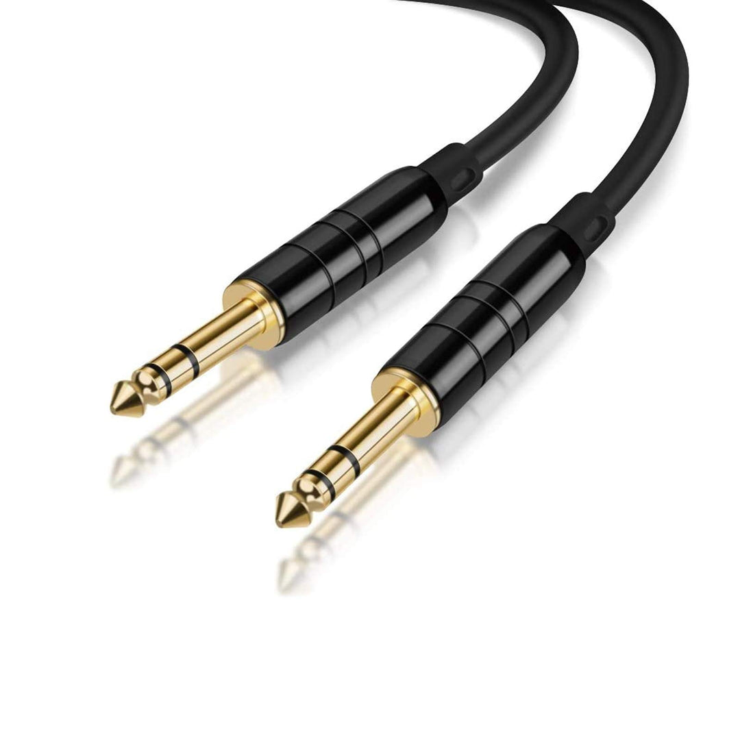 1/4’’ TRS Cable, [2-Pack 15FT] 1/4 Inch to 1/4 Inch 6.35mm Balanced Stereo Audio Cable for Studio Monitors,Mixer,Yamaha Speaker/Receiver,Black