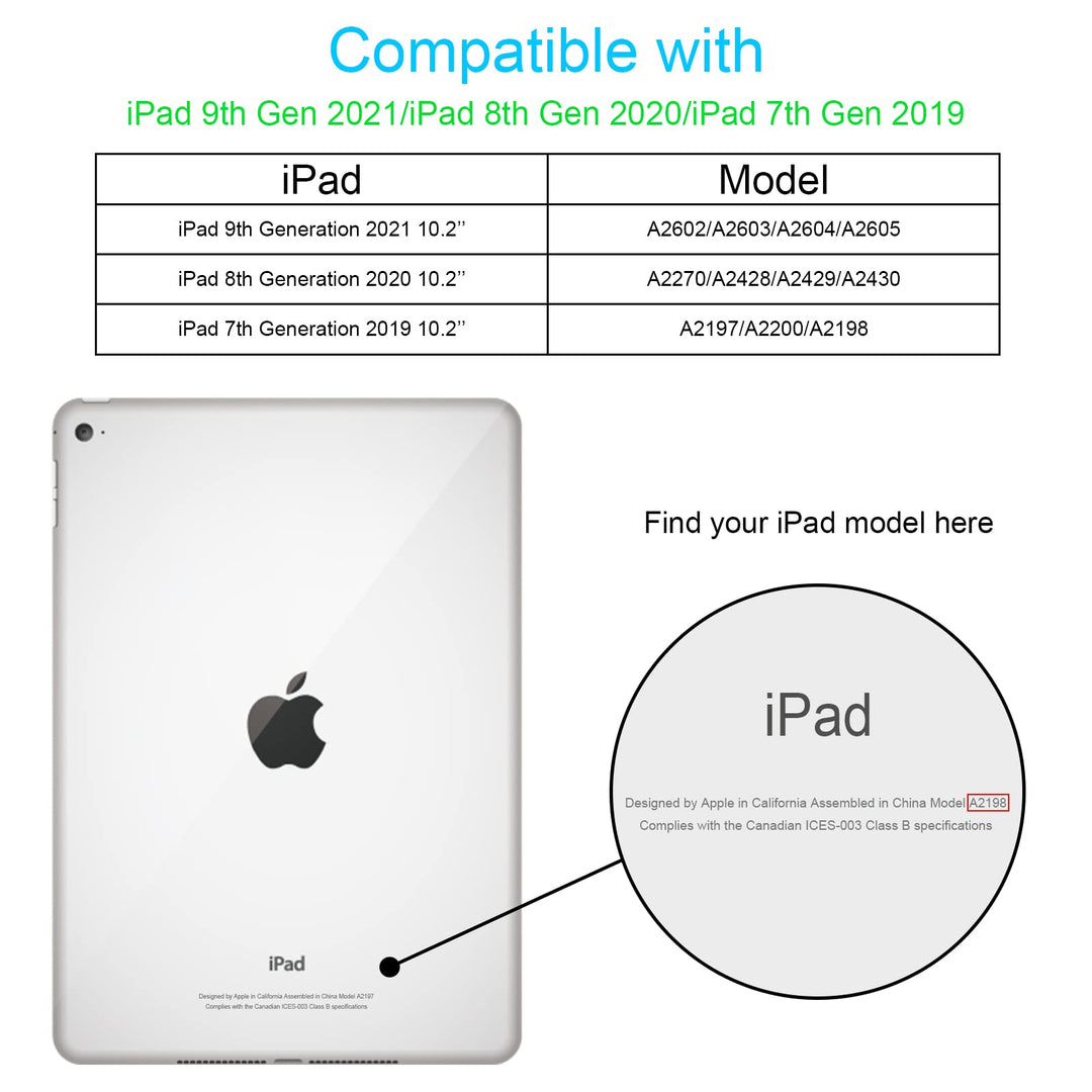 for iPad 9th 8th 7th Generation Case with Kickstand Butterfly Wings Pencil Holder for iPad 10.2 Case Heavy Duty Hard Rugged Protective Cover Kids Girls for iPad 9th/8th/7th Gen(2021/2020/2019)