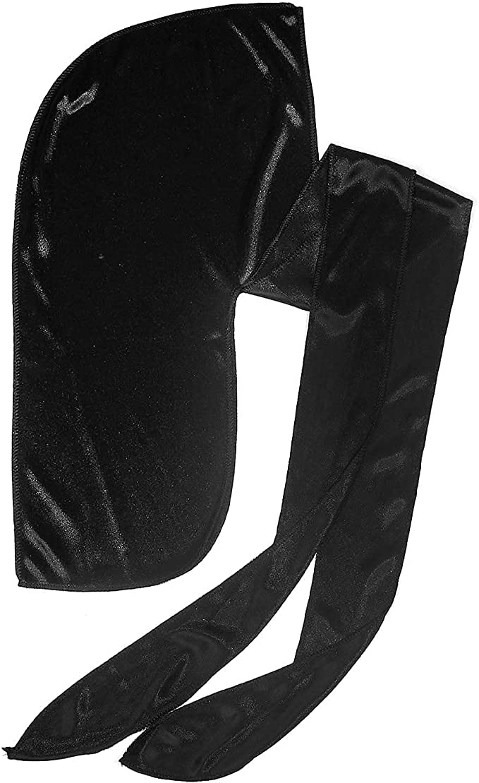 KISS RED Silky Satin Durag Premium Smooth Silky Durag for Men &amp; Women 360 Waves Headwraps (Black)