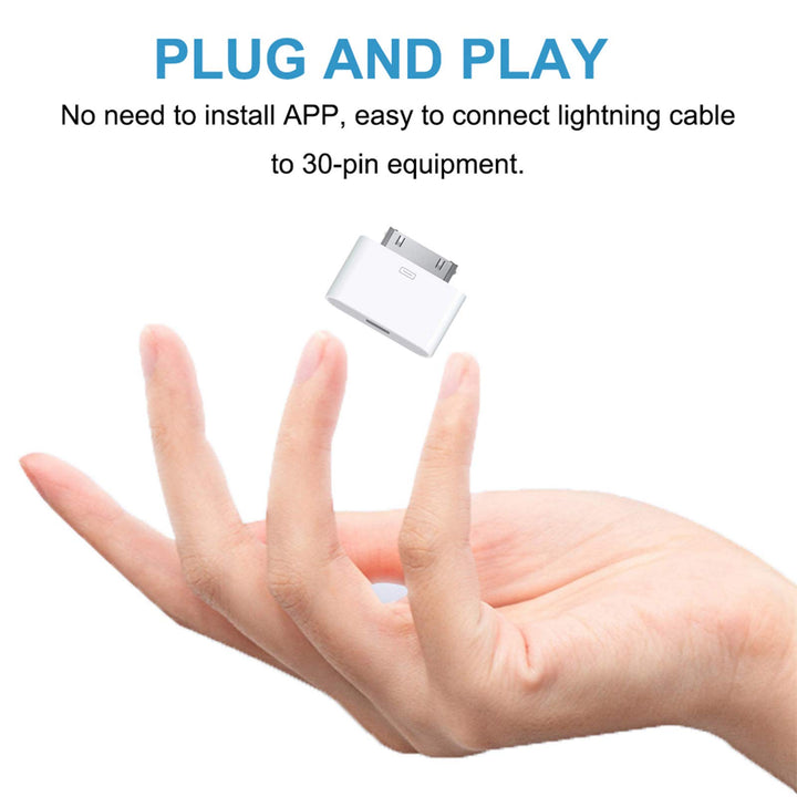 30-Pin to Lightning Adapter, MFi Certified 8-Pin Female to 30 Pin Male Dock Connector iPhone Charging Sync Converter Compatible iPhone 4/4s/iPad/iPod Touch White (No Audio)