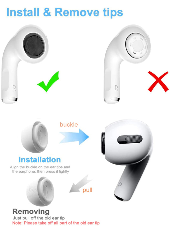 [3 Pairs] Replacement Ear Tips for Airpods Pro and Airpods Pro 2nd Generation, Silicone Earbuds with Noise Reduction Hole, with Portable Storage Box and Fit in The Charging Case (S/M/L)