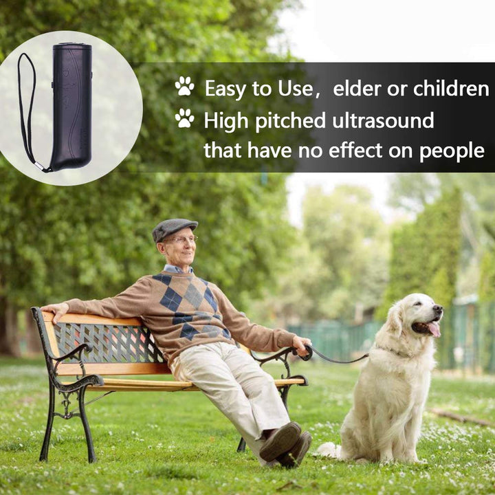 OYEFLY Handheld Dog Repellent Trainer, 3 in 1 Anti Barking Device with LED Flashlight, Ultrasonic Dog Deterrent and Bark Stopper Dog Trainer Devices - Training Tool/Stop Barking (Black)