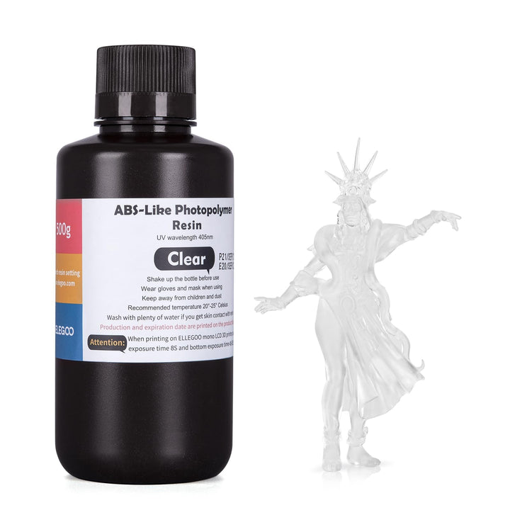 ABS-Like 3D Printer Resin LCD UV-Curing Resin 405nm Standard Photopolymer Resin for LCD 3D Printing Transparent 500g