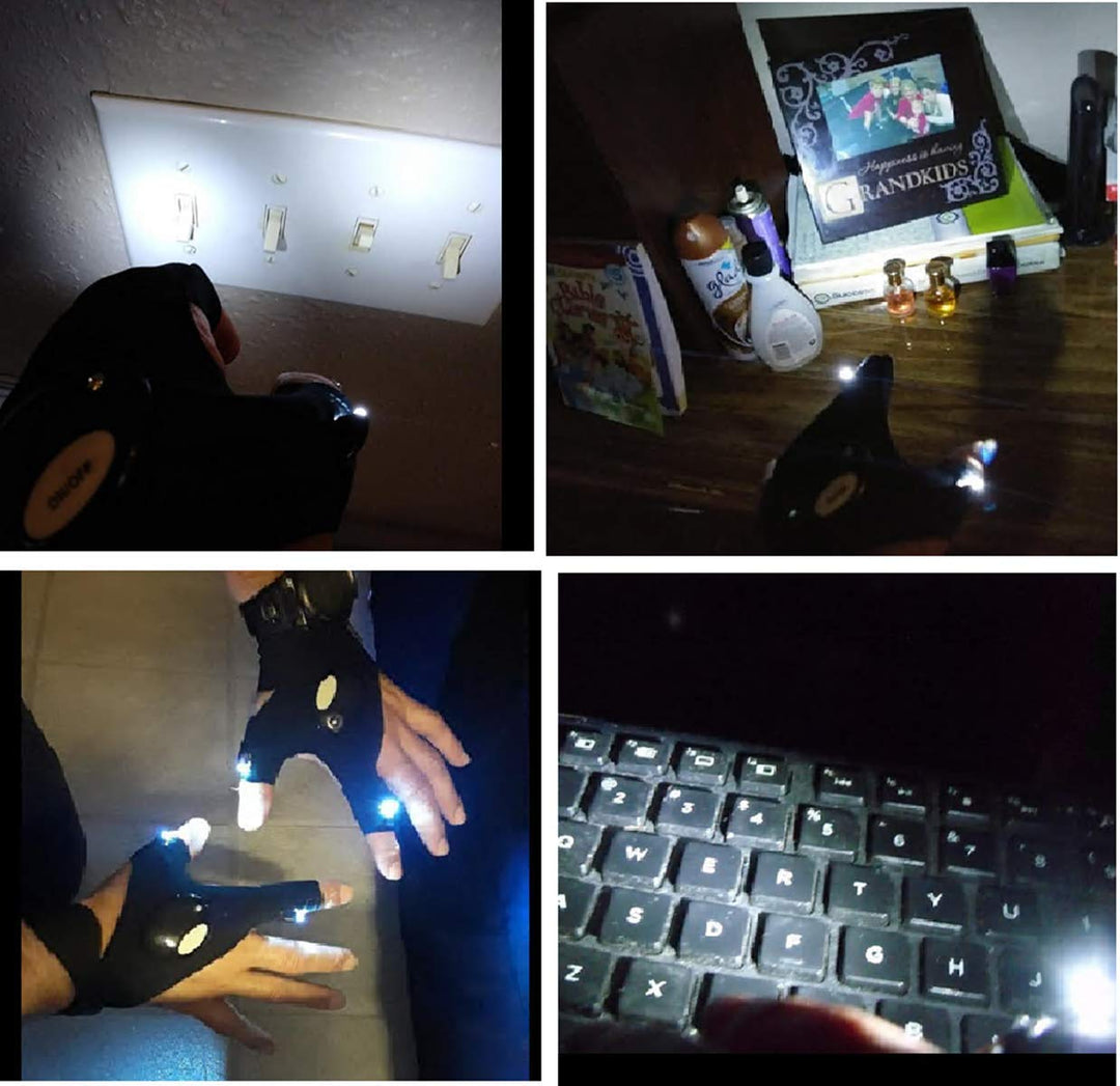 XIANGZHU 2 Pairs Flashlight LED Gloves, Fingerless LED 
