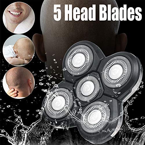 Shaver Blade Heads, Universal 5 Heads Replacement Razor Blade Heads, Electric Razor Rotary 4D Cutter Head,Fit for All 5 Head Razors (Black)