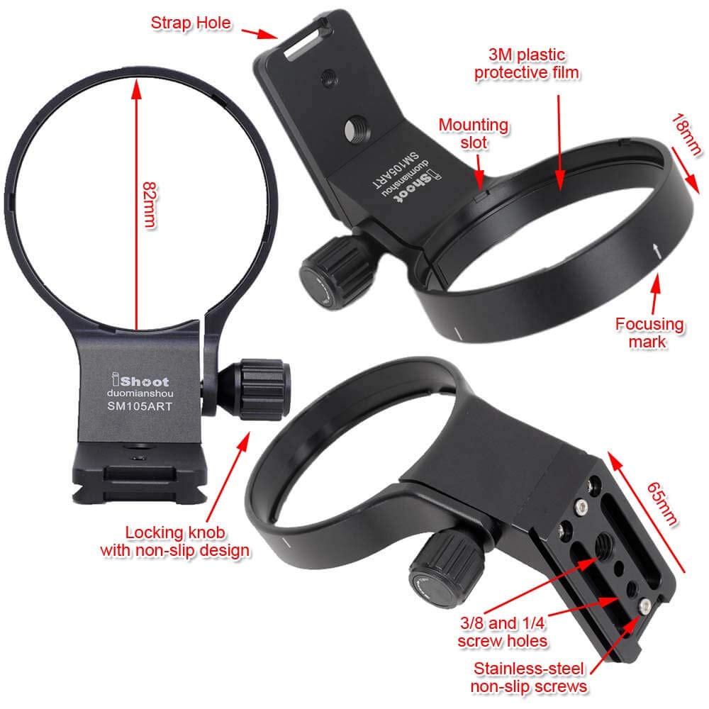 iShoot 82mm Metal Tripod Mount Ring Lens Collar Compati