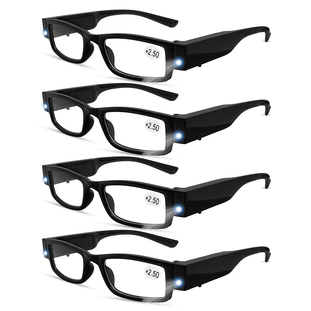 4 Pcs Reading Glasses Led Readers with Lights Fashion G