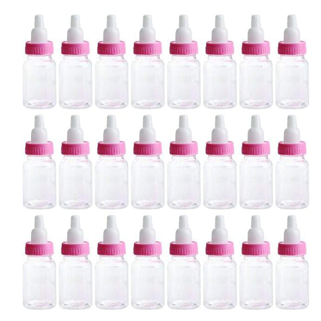 Bottles with Removable Pink Tops for Baby Showers, Parties, and Favors (24 Pink)
