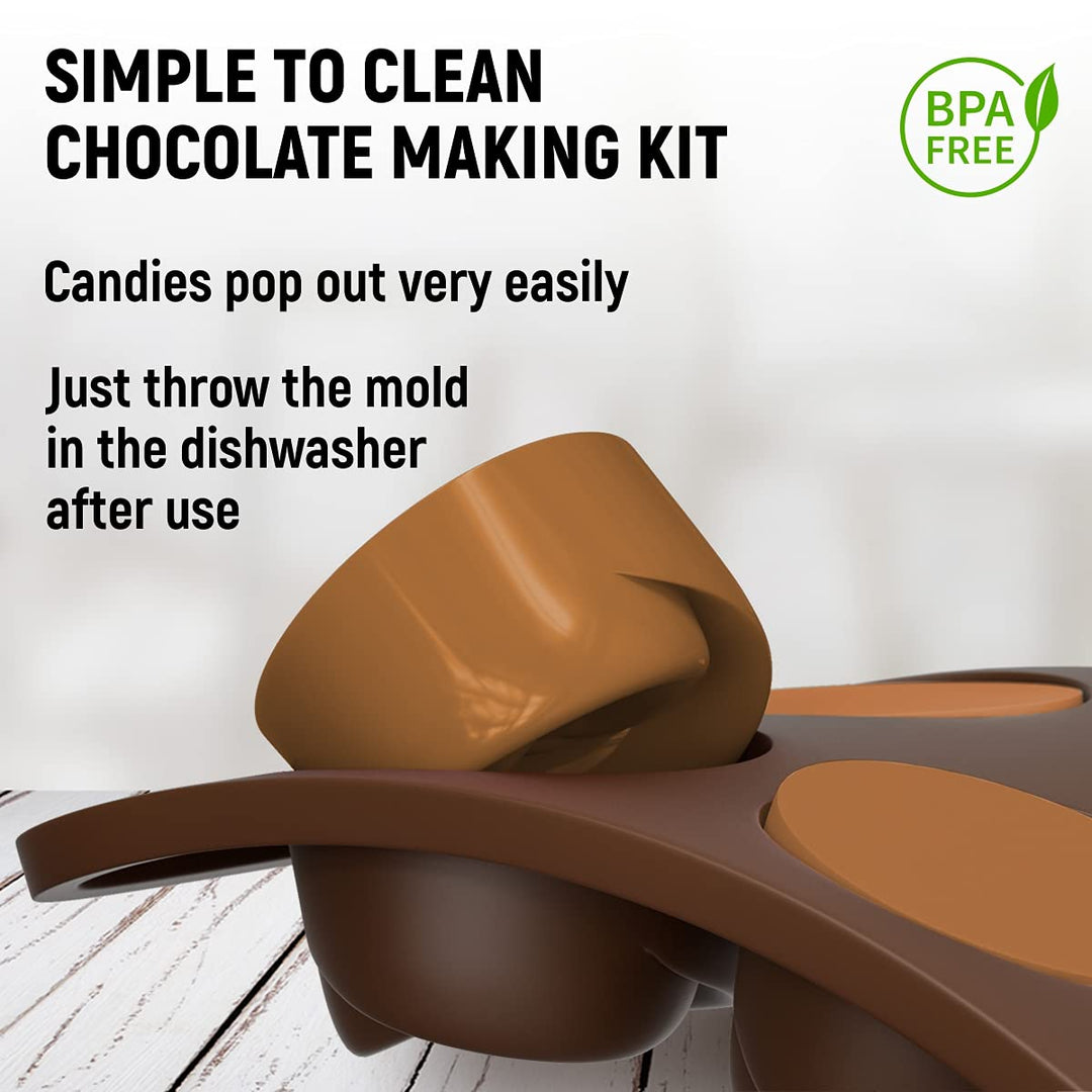 Chocolate Molds Silicone - Set of 6 +Free Recipes eBook - Non-Stick Candy Molds Silicone - Food Grade Silicone Molds for Chocolate Candies