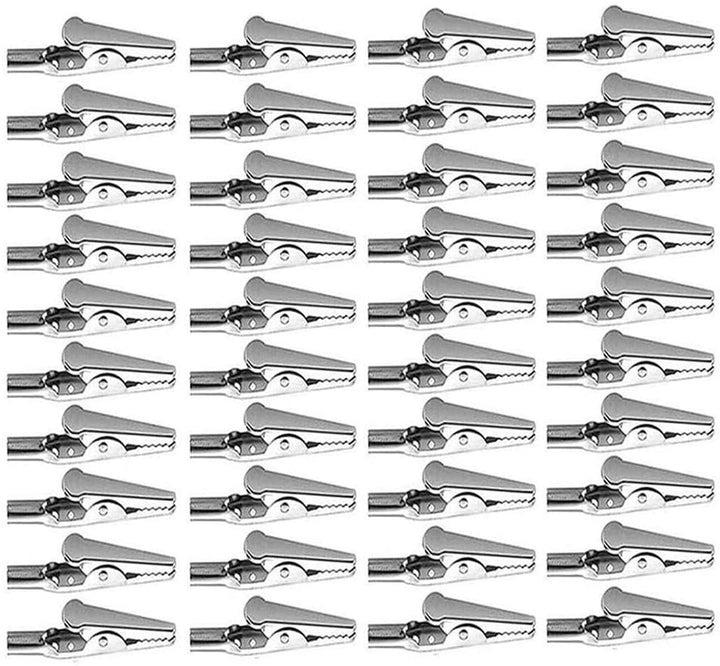 Alligator Clip Spring Clamps 51mm/2inch test line Crocodile Clip Silver Tone Alligator Clips Nickel Plated Crocodile Clamps, used in laboratory electric testing work and Cable Lead Clip 40Pcs