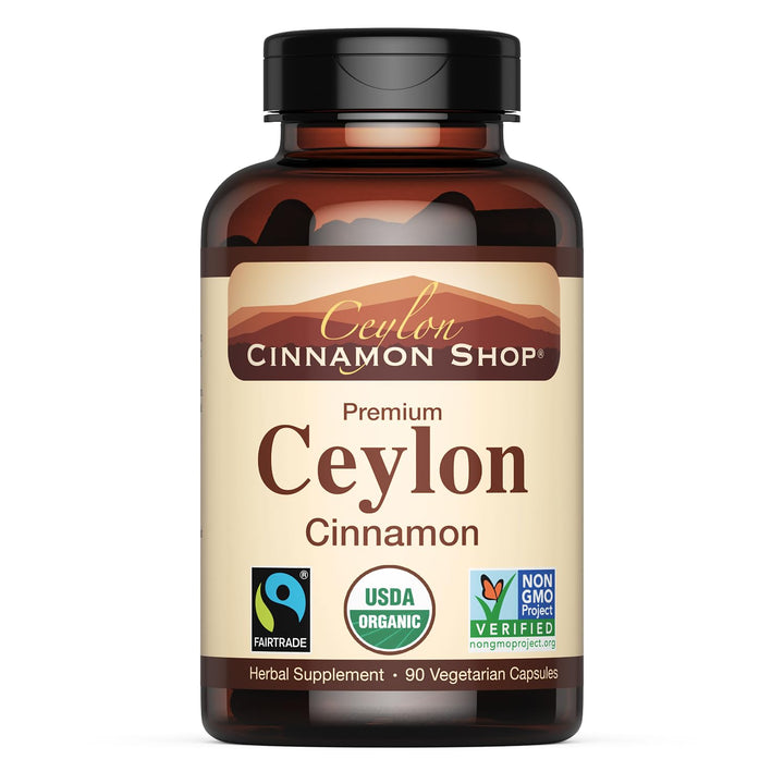 Organic Ceylon Cinnamon (100% Certified) Supplement, 90 Capsules