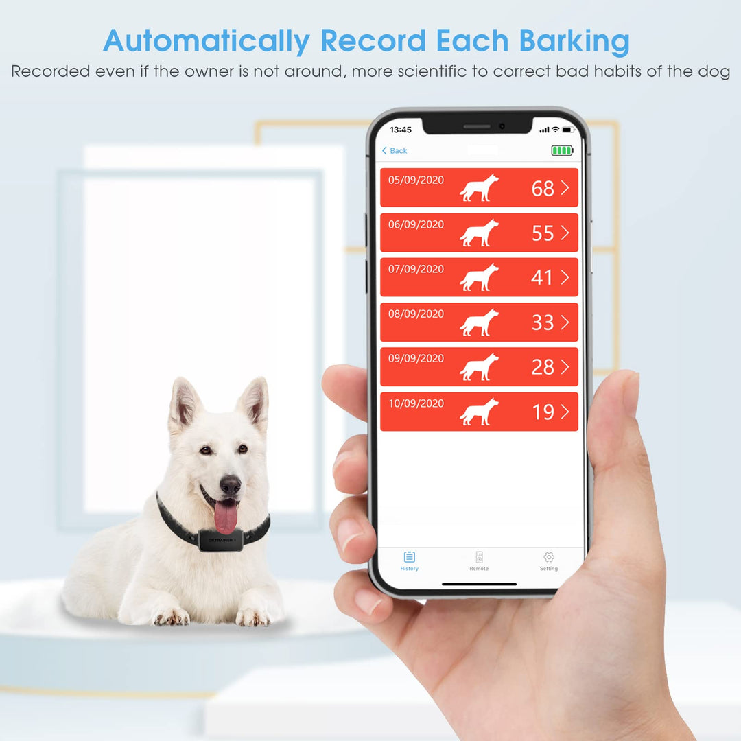 B1sPro Bark Collar APP&amp;Watch Control, IP68 Waterproof Dog Training Collar with Smart Progressive Correction &amp; Barking Report &amp; Custom Sound, 0~99 Static Level Rechargeable Anti Bark Collar