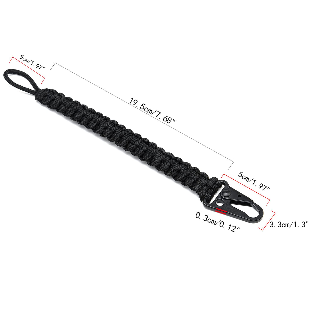 Sotir sport Paracord Keychain,Cobra Weave 550 Paracord,7.7 Inch Woven, 10 Feet Unraveled,Every Day Carry (Black)