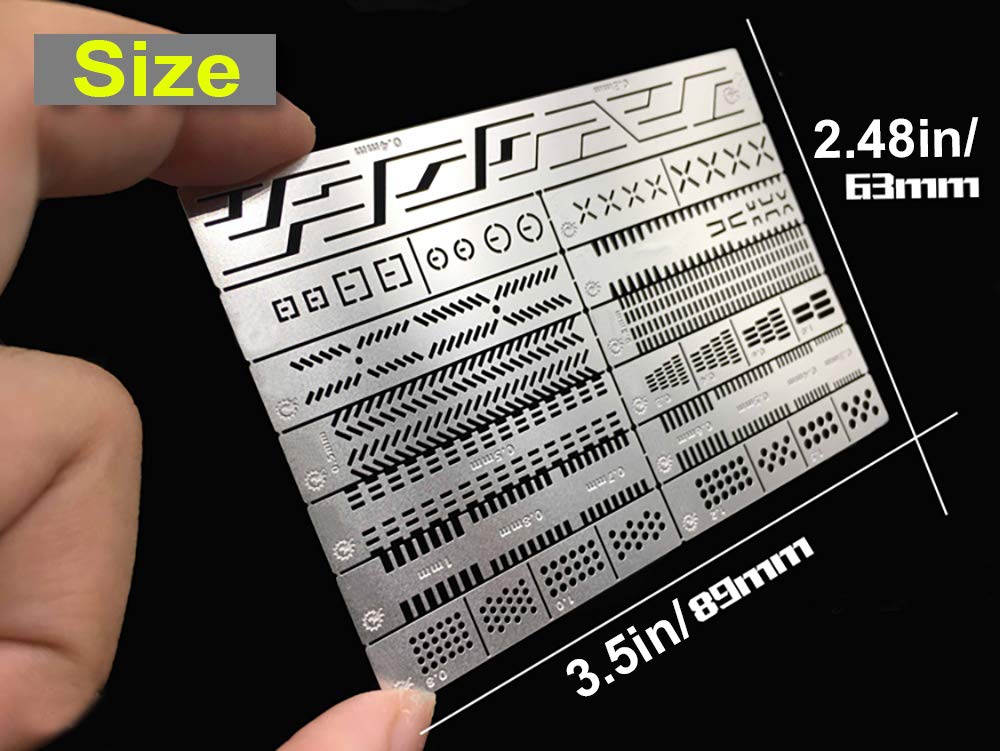 13 in 1 Scribing Template Ruler, Hobby Model Craft Carving Auxiliary Ruler Stencils, Stainless Steel Drill Hole Detail Maker Scribe Line Apply to Gundam Model Engraving Detail Building and Repairing