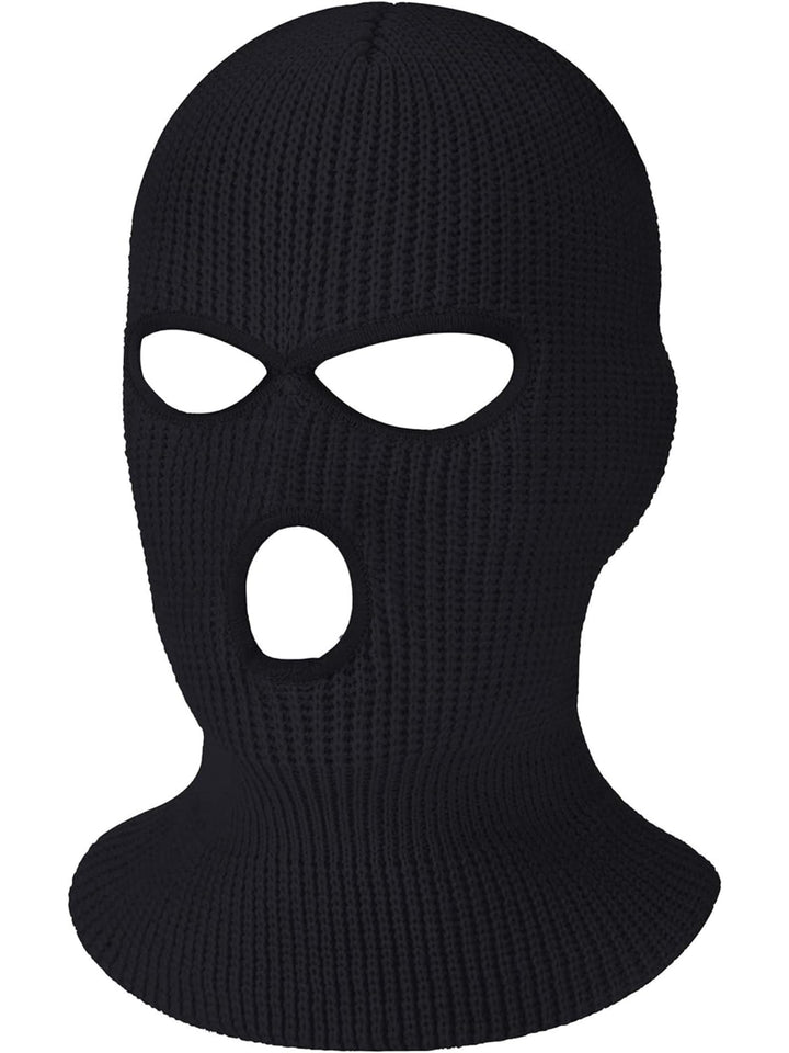 SATINIOR 3 Holes Ski Mask Full Face Cover Outdoor Balaclava Winter Knitted Neck Gaiter for Halloween Sports Cycling(Medium,Pure Black)