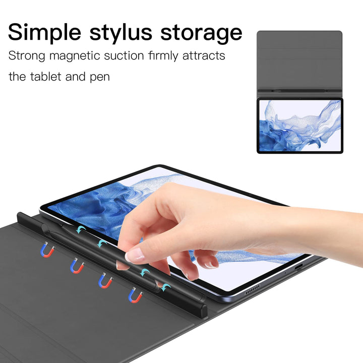 for Samsung Galaxy Tab S7 FE/S8 Plus/S7 Plus 12.4 Inch Case, Magnetic Backing Slim Lightweight Cover with S Pen Holder, Stand Case for 12.4 Samsung Tablet S8+/ S7 FE/ S7+, Black
