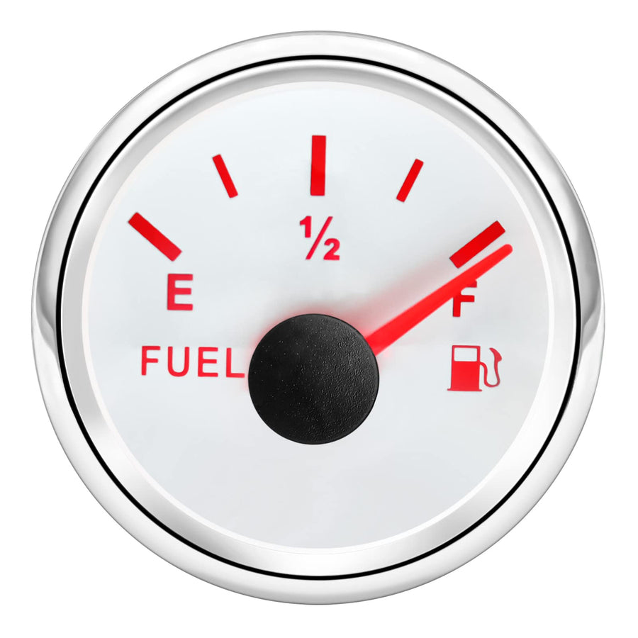 0-90ohm Fuel Gauge Marine Fuel Gauge Boat Fuel Gauge Gas Tank Meter Gauge for AUTO Car Boat Truck Vehicle Diesel RV (White)