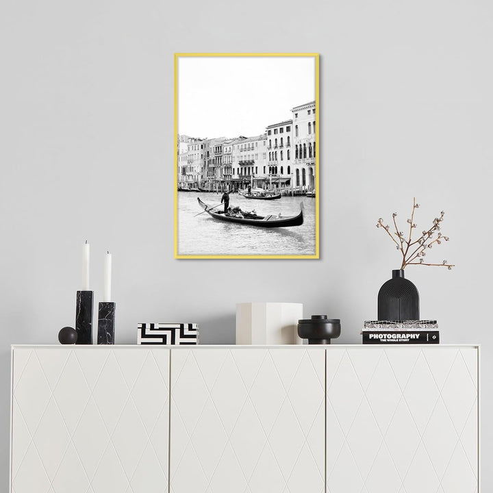 A2 Picture Poster Frame, Display Pictures 16.5x23.4 Without Mat, Thin Border Metal with Plexiglass for Horizontal and Vertical, Gold