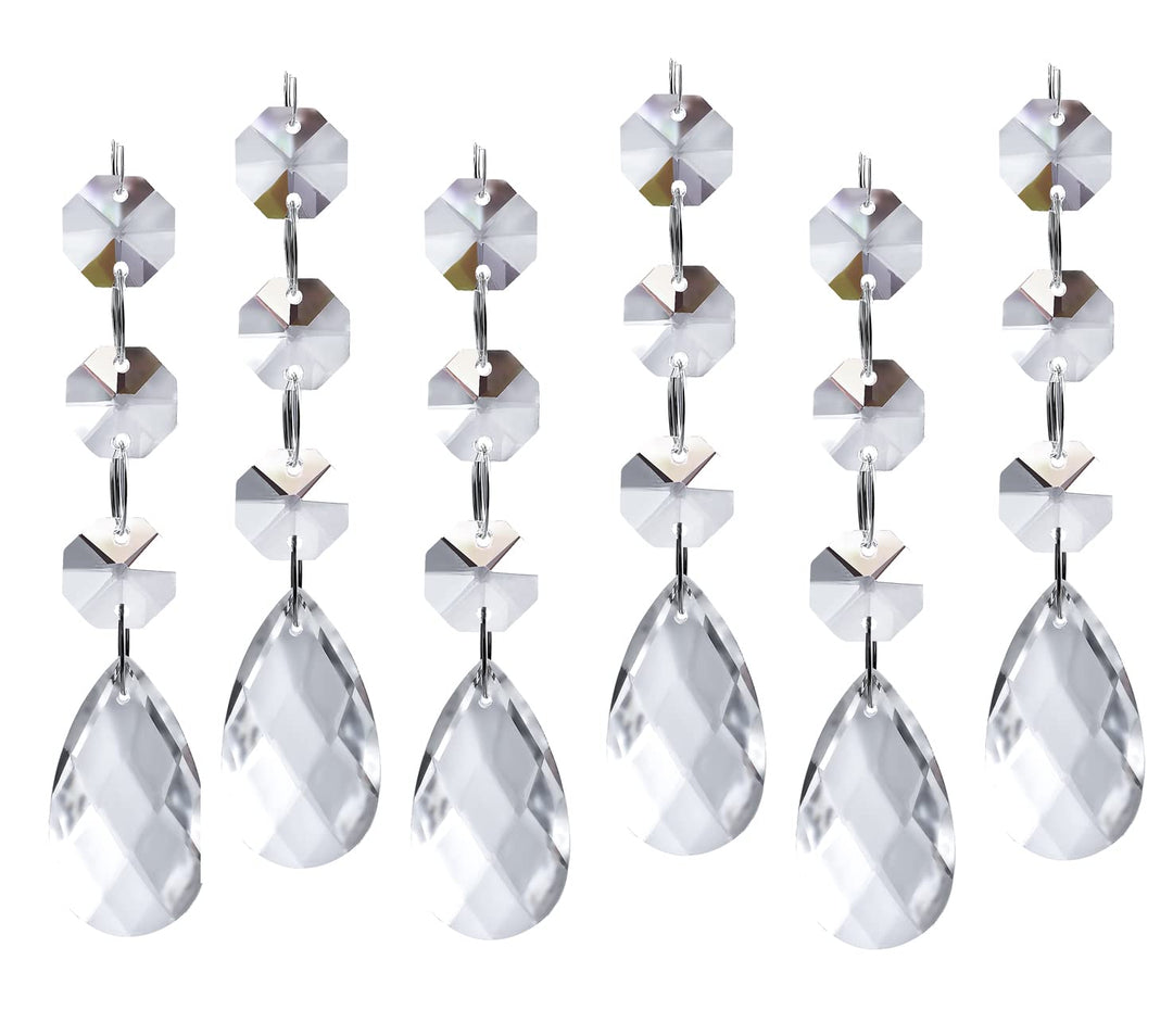 30PCS DIY Teardrop Acrylic Crystal Drop Beads Christmas Ornaments Tree Decorations Garland Chandelier Hanging Crystals for Wedding Party Celebration Decor